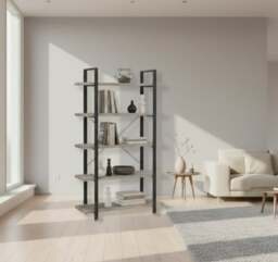 Rackhams 5-Tier Industrial Bookshelf Freestanding Storage Rack Display Unit for Living Room Office - thumbnail 6