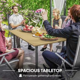 Rackhams Garden Dining Table for 6 Person with Parasol Hole, Brown - thumbnail 4