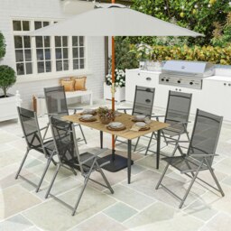 Rackhams Garden Dining Table for 6 Person with Parasol Hole, Brown - thumbnail 3