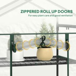 Rackhams 5 Tier Mini Greenhouse, Small Walk-in Greenhouse with Reinforced Plastic Cover, Garden Grow House with Roll Up Door and Shelves, Green - thumbnail 5