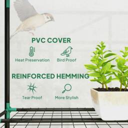 Rackhams 5 Tier Mini Greenhouse, Small Walk-in Greenhouse with Reinforced Plastic Cover, Garden Grow House with Roll Up Door and Shelves, Green - thumbnail 3