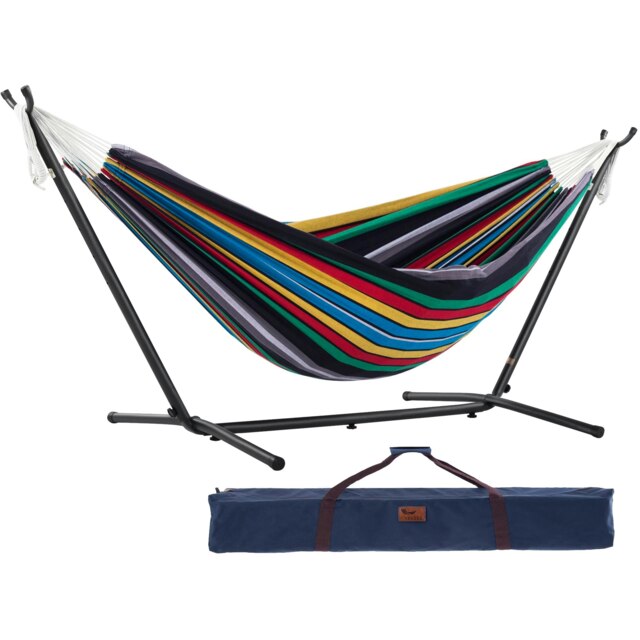 Rackhams Double Cotton Hammock with Stand (280cm) - Rio Night - image 1