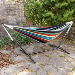 Rackhams Double Cotton Hammock with Stand (280cm) - Rio Night - thumbnail 2