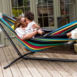 Rackhams Double Cotton Hammock with Stand (280cm) - Rio Night - thumbnail 3
