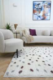 Rackhams Moodi Shaggy Grey/Purple Plumetis Rug - Ø 120 cm - thumbnail 3