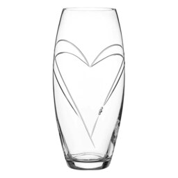 Rackhams Heart in Heart Barrel Vase Adorned with Crystals by Swarovski® - 30cm - Made From Premium Lead Free Crystal Glass