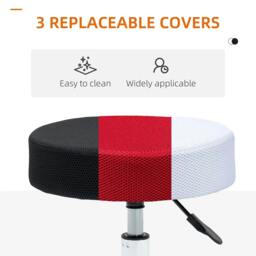 Rackhams Hydraulic Swivel Salon Spa Stool Height Adjustable Facial Massage Tattoo with 3 Changeable Seat Covers, Black - thumbnail 5