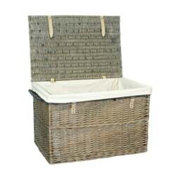 Rackhams Large Antique Wash Wicker Storage Basket - Brown - thumbnail 4