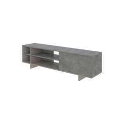 Rackhams Modern Stockton TV Unit up to 65 Inch TVs 4-open Shelf Flip-Door Storage TV Cabinet 35.6x160cm Living Room - Retro Grey - thumbnail 4