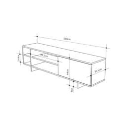 Rackhams Modern Stockton TV Unit up to 65 Inch TVs 4-open Shelf Flip-Door Storage TV Cabinet 35.6x160cm Living Room - Retro Grey - thumbnail 5