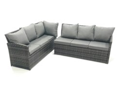 Rackhams 11 Seat Rattan Garden Furniture Corner Sofa Set Outdoor Patio Sofa Chair Table Set with 2 Small Footstools 2 Big Footstools Dark Grey Mixed - thumbnail 3