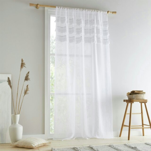 "Rackhams Izmir White Tab Top Voile - White - 55x72"" - Voile Panel" - image 1