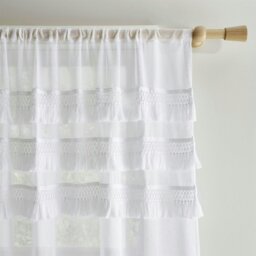 "Rackhams Izmir White Tab Top Voile - White - 55x72"" - Voile Panel" - thumbnail 2