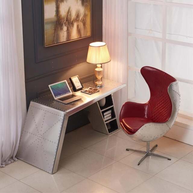 Rackhams Timothy Oulton Aviator Aviation Desk, Office Desk, Aluminium - M Size / With Leather - image 1