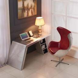 Rackhams Timothy Oulton Aviator Aviation Desk, Office Desk, Aluminium - M Size / With Leather - thumbnail 1