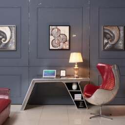 Rackhams Timothy Oulton Aviator Aviation Desk, Office Desk, Aluminium - M Size / With Leather - thumbnail 2