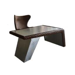 Rackhams Timothy Oulton Aviator Aviation Desk, Office Desk, Aluminium - M Size / With Leather - thumbnail 3