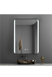 Rackhams Retangular LED Light Bathroom Vanity Mirror with Metal Frame - Black