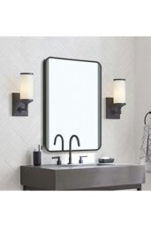 Rackhams Retangular LED Light Bathroom Vanity Mirror with Metal Frame - Black - thumbnail 3