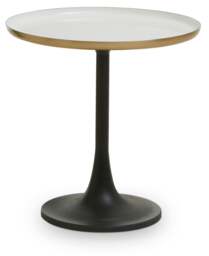 Rackhams Corra White Marble Side Table With Column Base