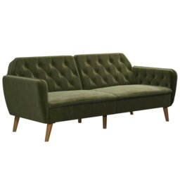 Rackhams Tallulah Sofa Bed with Memory Foam in Velvet Green - Green - thumbnail 2
