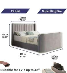 Rackhams Luxury  pannel TV Bed - Charcoal Coniston - thumbnail 3