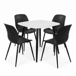 Rackhams Aspen Dining Set - White Square Table & Carnaby Dining Chairs - Grey - thumbnail 2