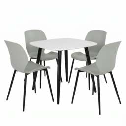 Rackhams Aspen Dining Set - White Square Table & Carnaby Dining Chairs - Grey - thumbnail 1
