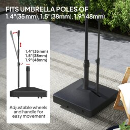 Rackhams Garden Parasol Base Parasol Stand, Sand/Water Filled, Black - Black - HDPE - 60L x 60W x 100H cm - thumbnail 3