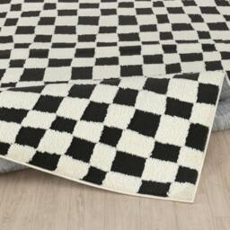 Rackhams Freud-Modern Black Ivory High Pile Checkered Rug - 140 x 200 cm - thumbnail 4