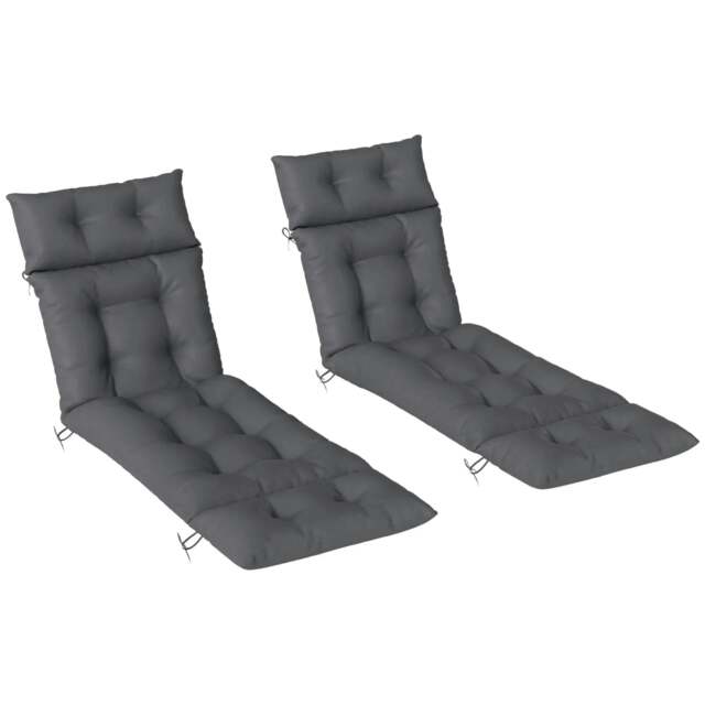 Rackhams Set of Two 190 x 56cm Sun Lounger Cushions - Dark Grey