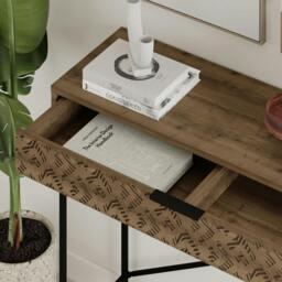 Rackhams Modern Heaton Console 1-Drawer Storage Sideboard Elegant Metal Legs 110(W)cm - Dark Oak - thumbnail 1