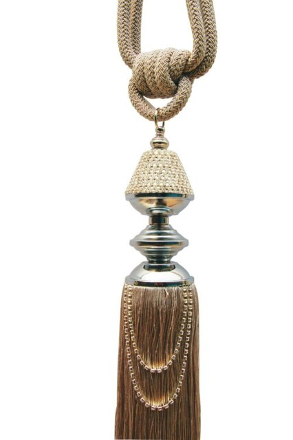 Rackhams Diamante Rope Tassel Curtain Tie Back - Cream - image 1