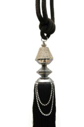 Rackhams Diamante Rope Tassel Curtain Tie Back - Cream - thumbnail 4