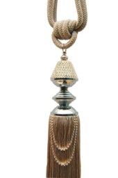 Rackhams Diamante Rope Tassel Curtain Tie Back - Cream - thumbnail 1