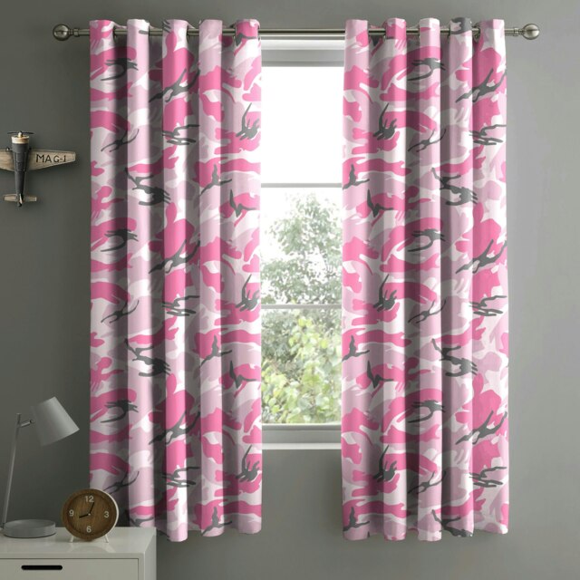 Rackhams Camouflage Eyelet Curtains - 168cm x 137cm - Pink - image 1