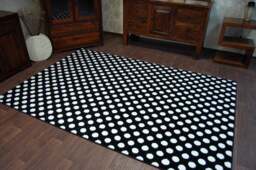 Rackhams Sketch Rug - Black & White Polka Dots - 140cm x 190cm - thumbnail 1
