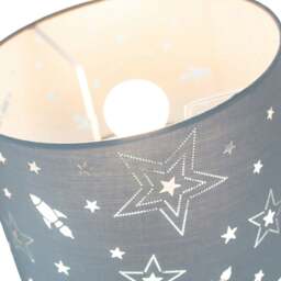 Rackhams Fun Rockets and Stars Childrens/Kids Grey Cotton Bedroom Pendant or Lamp Shade - thumbnail 5