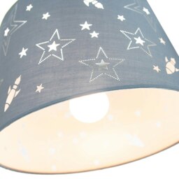 Rackhams Fun Rockets and Stars Childrens/Kids Grey Cotton Bedroom Pendant or Lamp Shade - thumbnail 4