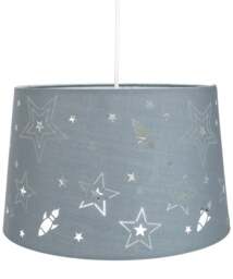 Rackhams Fun Rockets and Stars Childrens/Kids Grey Cotton Bedroom Pendant or Lamp Shade - thumbnail 2