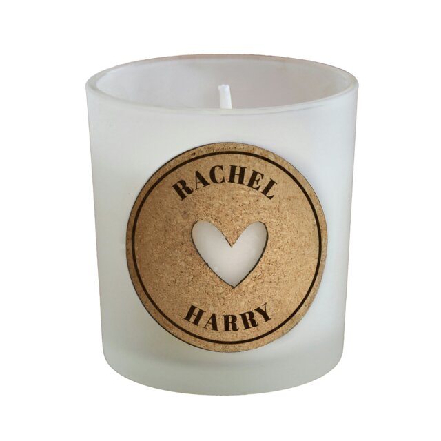 Rackhams Personalised Heart Cork Label Candle Jar - image 1