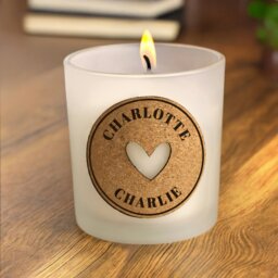 Rackhams Personalised Heart Cork Label Candle Jar - thumbnail 2