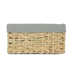 Rackhams Thatch Grass Woven Storage Basket with Grey Cotton Lining - Set of 4 - thumbnail 5