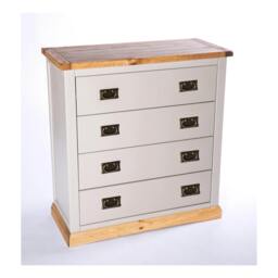 Rackhams Bomporto 4 Drawer Chest of Drawers Bras Drop Handle - Light Grey - thumbnail 3