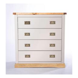 Rackhams Bomporto 4 Drawer Chest of Drawers Bras Drop Handle - Light Grey - thumbnail 1