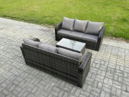 Rackhams Outdoor Garden Furniture Sets 6 Seater Wicker Rattan Furniture Sofa Sets with Rectangular Coffee Table 3 Seater Sofa - thumbnail 2