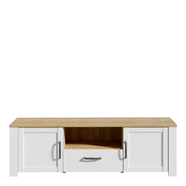 Rackhams Bohol TV Unit inc. LED Light in White/Riviera Oak - 1 - image 1