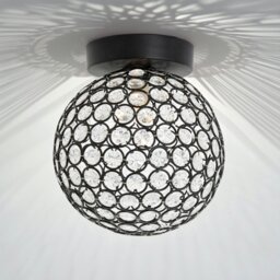Rackhams Modern Matte Black and Clear Beaded Glass IP44 Rated Bathroom Ceiling Light - thumbnail 5