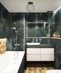 Rackhams Modern Matte Black and Clear Beaded Glass IP44 Rated Bathroom Ceiling Light - thumbnail 6