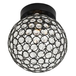 Rackhams Modern Matte Black and Clear Beaded Glass IP44 Rated Bathroom Ceiling Light - thumbnail 2